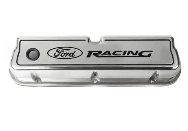 Ford Racing Logo Die-Cast Black Valve Covers Polished image 9
