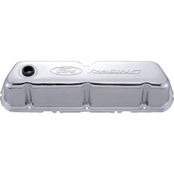 Ford Racing Embosses Logo Stamped Steel Valve Cover Chrome thumbnail 2