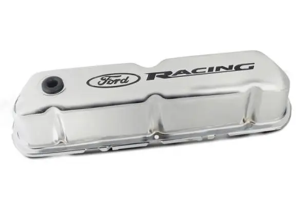 Ford Racing Logo Stamped Steel Valve Covers - Chrome thumbnail 3