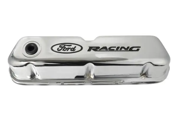 Ford Racing Logo Stamped Steel Valve Covers - Chrome thumbnail 4
