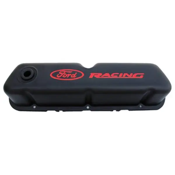Ford Racing Logo Stamped Steel Black Satin Valve Covers Black Crinkle thumbnail 2