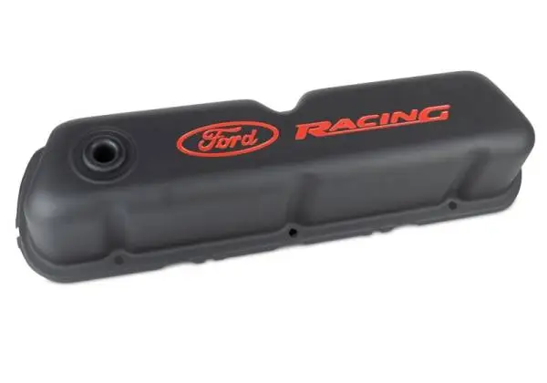 Ford Racing Logo Stamped Steel Black Satin Valve Covers Black Crinkle thumbnail 4