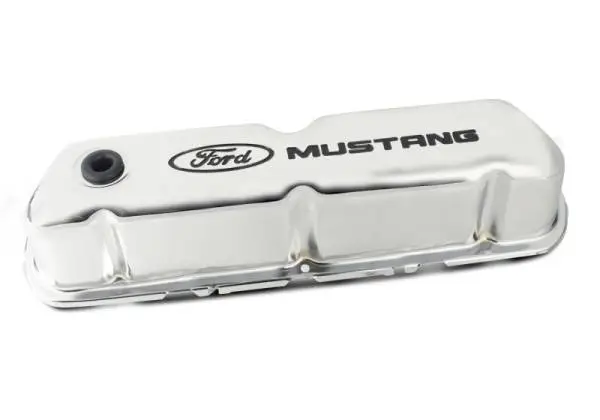 Ford Racing Ford Mustang Logo Stamped Steel Chrome Valve Covers thumbnail 8