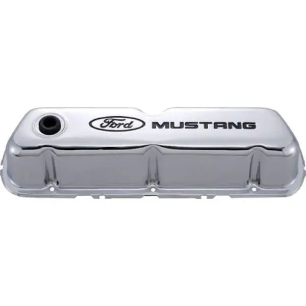 Ford Racing Ford Mustang Logo Stamped Steel Chrome Valve Covers thumbnail 13