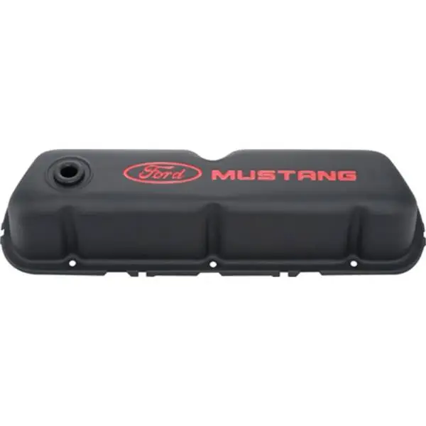 Ford Mustang Logo Black Crinkle Valve Cover thumbnail 2