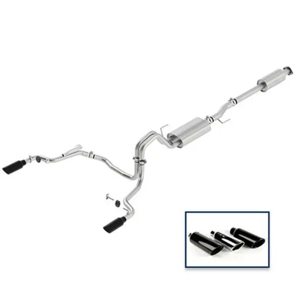 Ford Racing 15-18 F-150 5.0L Cat-Back Touring Exhaust System - Rear Exit Black Chrome Tips thumbnail 3