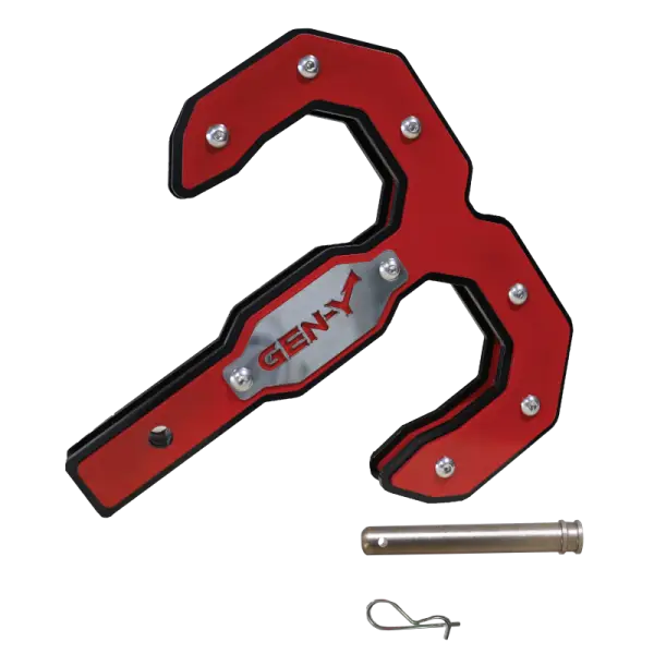 Gen-Y Hulk 2.5 32K Tow Hook 2.5in Shank w/GH-097 Pin/GH-011 Twist Clip - Black/Red thumbnail 2