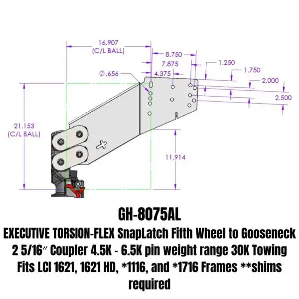 Gen-Y Executive Torsion-Flex Auto 5th Wheel to Gooseneck 2-5/16in Coupler (4.5K-6.5K PW) thumbnail 2