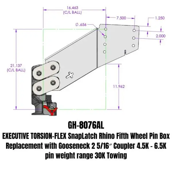 Gen-Y Executive Torsion-Flex Auto Rhino 5th Wheel Pin Box Rep w/Gooseneck 2-5/16in Coupler thumbnail 2