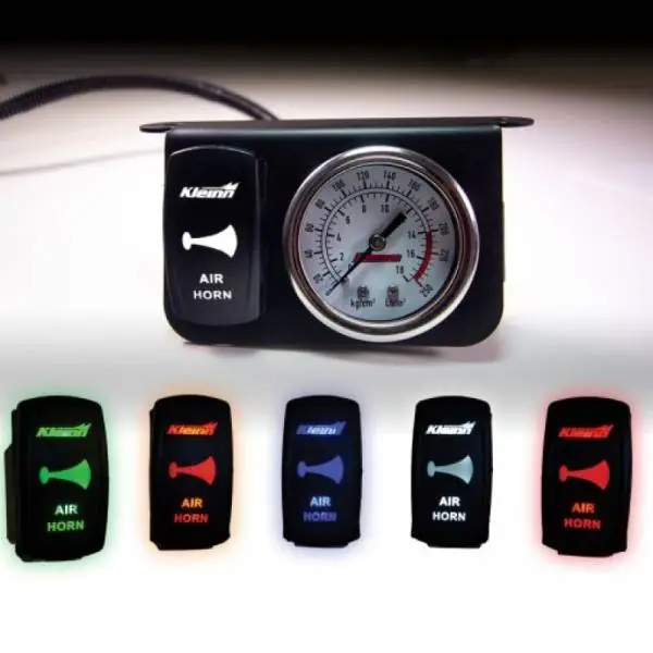 Kleinn Panel mounted 160 PSI gauge w/ an illuminated BLUE Momentary rocker switch image 2