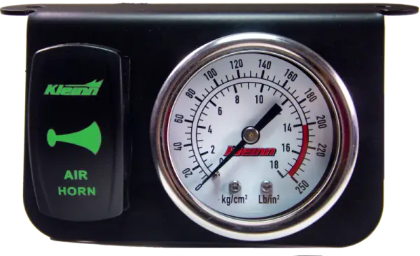 Kleinn Panel Mounted 160 PSI Gauge w/ an Illuminated GREEN Momentary Rocker Switch