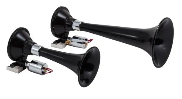 Kleinn Black Dual Horn/ 13In/8In - High Impact ABS Trumpet/ Zinc Alloy Base image 2
