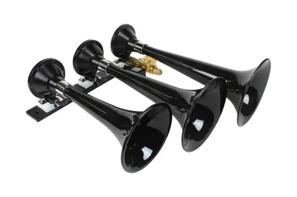 Kleinn Black Triple Horn/ 15In/13In/11In - High Impact ABS Trumpet/ Zinc Alloy Base image 2