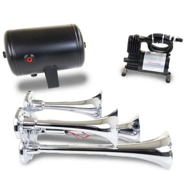 Kleinn Chrome Quad Horn Kit w/ 130 PSI Air Compressor / 1.0 gal Air Tank thumbnail 2