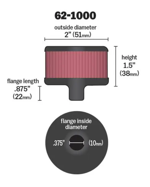 K&N Steel Base Crankcase Vent Filter 0.375in Vent OD x 2in OD x 1.5in Height image 4