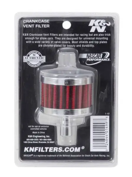K&N Steel Base Chrome Top Crankcase Vent Filter 1/2in. Vent / 2in. OD / 1-1/2in. Height image 7