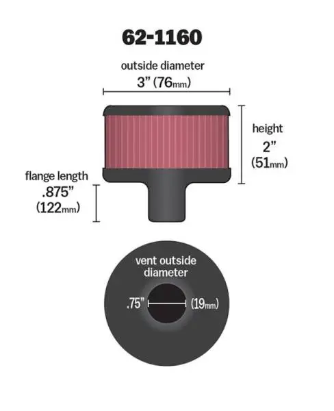 K&N Filter 3/4in Vent 3in Diameter 2in Height image 3