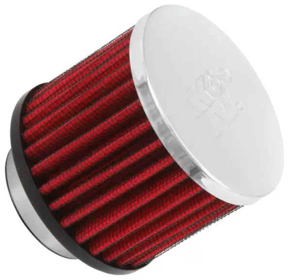 K&N 1.5in Flange ID x 3in OD x 2.5in H Chrome Finish Rubber Base Crankcase Vent Filter image 2