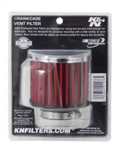 K&N 1.5in Flange ID x 3in OD x 2.5in H Chrome Finish Rubber Base Crankcase Vent Filter image 8