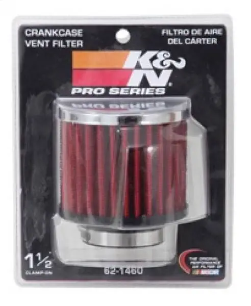 K&N 1.5in Flange ID x 3in OD x 2.5in H Chrome Finish Rubber Base Crankcase Vent Filter image 9