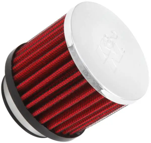 K&N 1.75in Flange ID x 3in OD x 2.5in H Chrome Finish Rubber Base Crankcase Vent Filter image 2