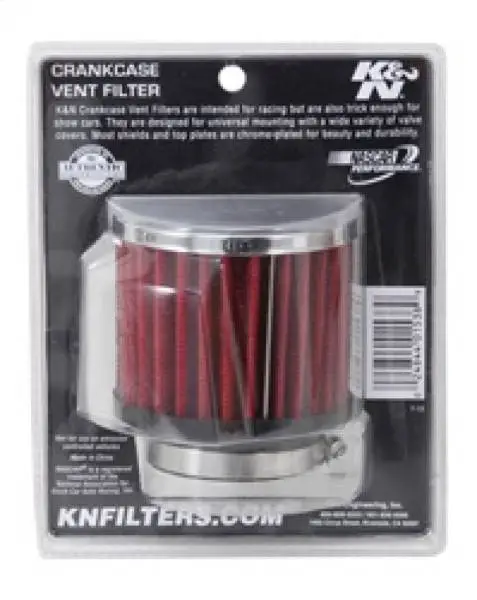 K&N 1.75in Flange ID x 3in OD x 2.5in H Chrome Finish Rubber Base Crankcase Vent Filter image 8