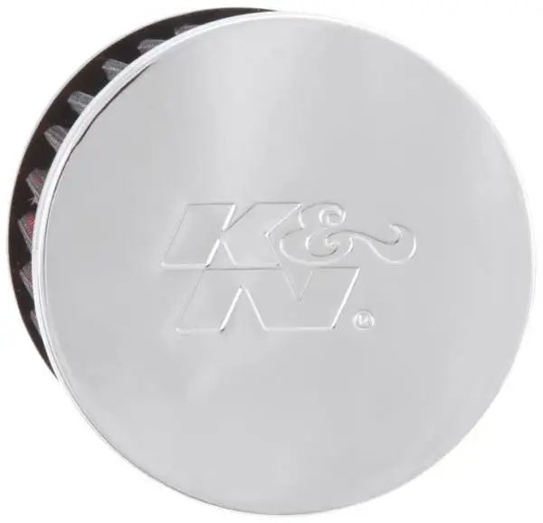 K&N Rubber Base Chrome Top Push-In Crankcase Vent Filter 3in OD x 2-1/2in H. image 2