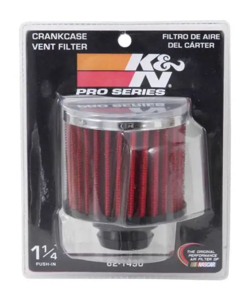 K&N Rubber Base Chrome Top Push-In Crankcase Vent Filter 3in OD x 2-1/2in H. image 5