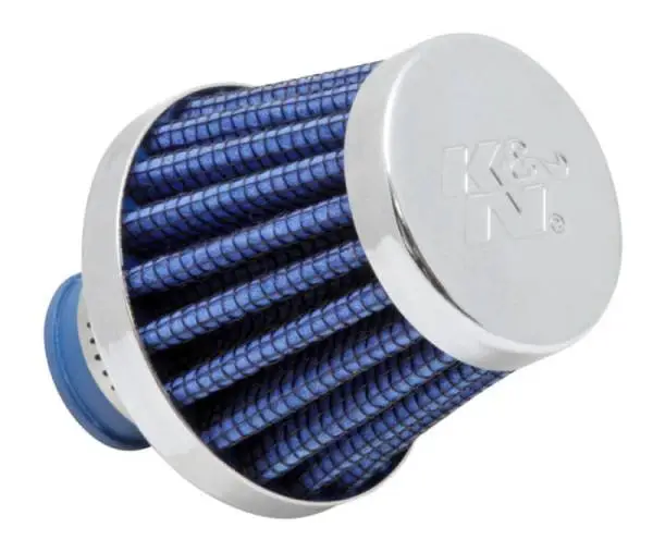K&N 2in Base OD x .375in Flange ID x 1.75in H Rubber Base Crankcase Vent Filter - Blue image 2