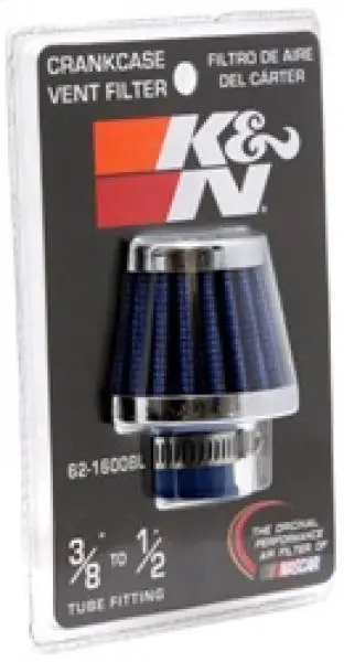 K&N 2in Base OD x .375in Flange ID x 1.75in H Rubber Base Crankcase Vent Filter - Blue image 8