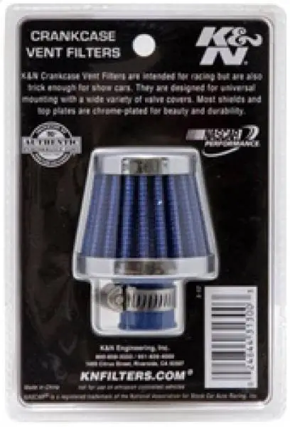 K&N 2in Base OD x .375in Flange ID x 1.75in H Rubber Base Crankcase Vent Filter - Blue image 9