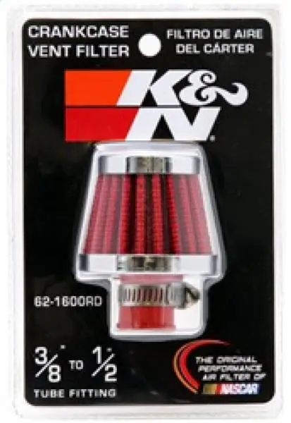 K&N 2in Base OD x .375in Flange ID x 1.75in H Rubber Base Crankcase Vent Filter image 10