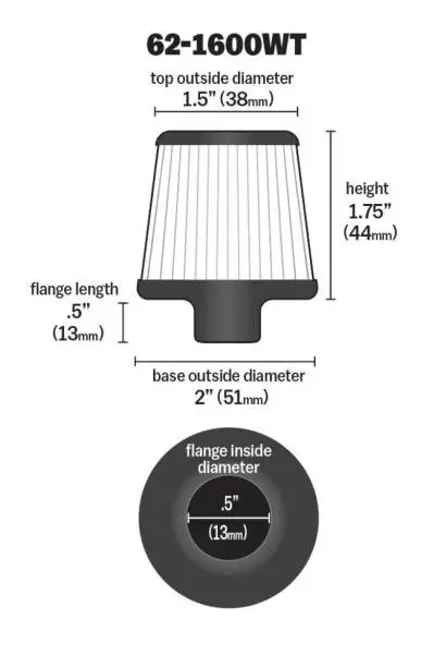 K&N 2in Base OD x .375in Flange ID x 1.75in H Rubber Base Crankcase Vent Filter - White image 4
