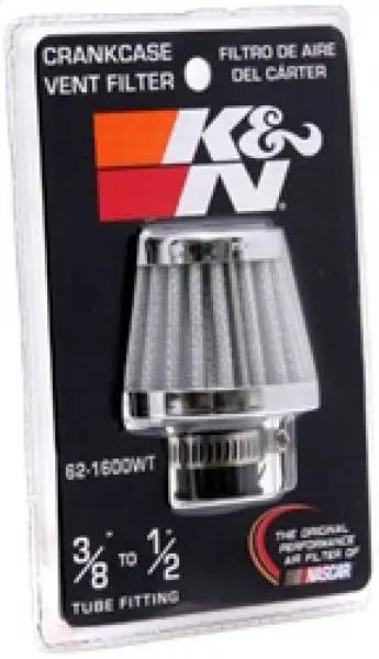 K&N 2in Base OD x .375in Flange ID x 1.75in H Rubber Base Crankcase Vent Filter - White image 8