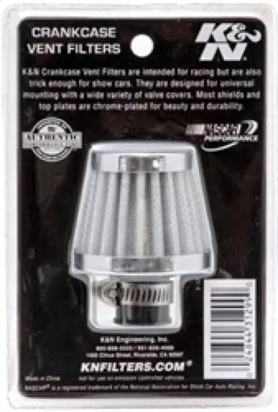 K&N 2in Base OD x .375in Flange ID x 1.75in H Rubber Base Crankcase Vent Filter - White image 9