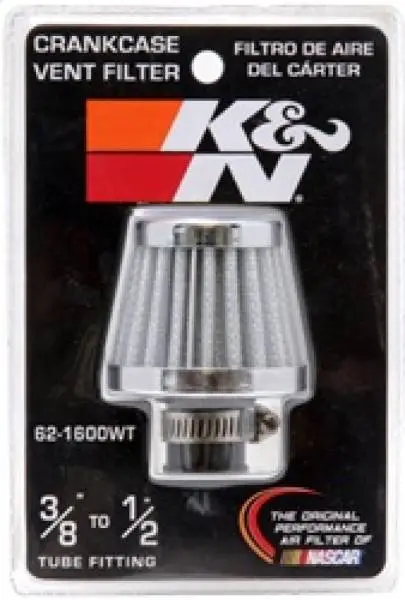 K&N 2in Base OD x .375in Flange ID x 1.75in H Rubber Base Crankcase Vent Filter - White image 10