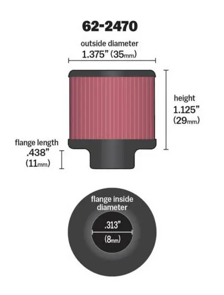 K&N .315/.431 Flange 1 3/8 inch OD 1.5 inch H Clamp On Crankcase Vent Filter image 4