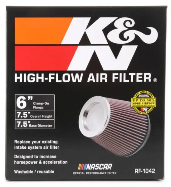 K&N Round Tapered Universal Air Filter 6in Flange ID x 7.5in Base OD x 5in Top OD x 6.5in Height thumbnail 11