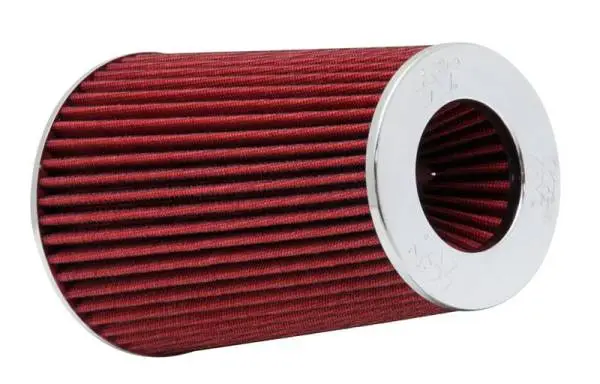K&N Universal Air Filter Chrome Round Tapered Red -4in Flange ID x 1.125in Flange Length x 5.5in H