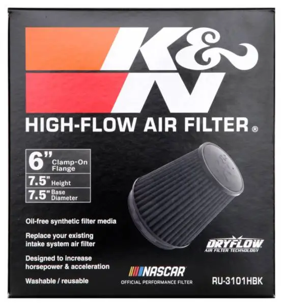 K&N Universal Rubber Filter Round Tapered 6in Flange ID x 7.5in Base OD x 5.25in Top OD x 8in Height thumbnail 8