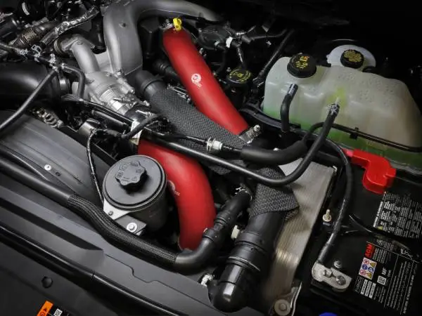 aFe 23-24 Ford Diesel Trucks V8-6.7L (td) BladeRunner Aluminum Hot and Cold Charge Pipe Kit - Red thumbnail 3