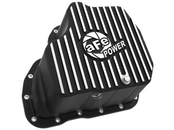 aFe 011-16 GM Diesel Trucks V8-6.6L LML Engine Oil Pan Black POWER Pro Series w/ Machined Fins thumbnail 2