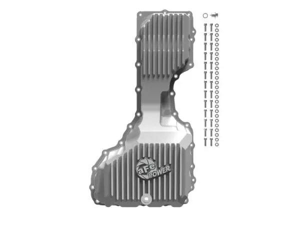 aFe GM Diesel Trucks 17-19 V8-6.6L L5P POWER Street Series Engine Oil Pan Raw w/ Machined Fins image 3