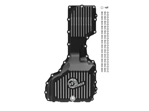 aFe 17-19 GM Diesel V8-6.6L L5P Engine Oil Pan w/ Machined Fins image 3