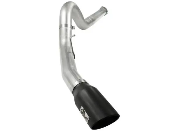 aFe Atlas 5in DPF-Back Aluminized Steel Exh Sys Ford Diesel Trucks 11-14 v8-6.7L td wrinkled blk tip image 2