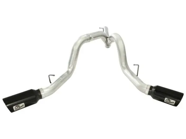 aFe MACHForce XP Exhaust Aluminized Dual Split DPF Back 11-15 GM Diesel Truck V8-6.6L (td) (BLK tip) image 3