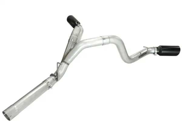 aFe MACHForce XP Exhaust Aluminized Dual Split DPF Back 11-15 GM Diesel Truck V8-6.6L (td) (BLK tip) image 4