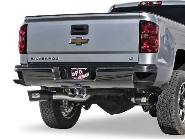 aFe Atlas Exhaust 4in Dual DPF-Back Al Steel w/ Black Tips 16-17 GM Diesel Truck V8-6.6L (td) LML image 3