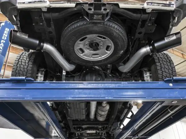 aFe Atlas Exhaust 4in Dual DPF-Back Al Steel w/ Pol Tips 16-17 GM Diesel Truck V8-6.6L (td) LML image 3