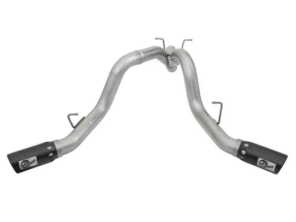 aFe ATLAS 4in DPF-Back Alum Steel Exhaust System w/Dual Exit Black Tip 2017 GM Duramax 6.6L (td) image 2